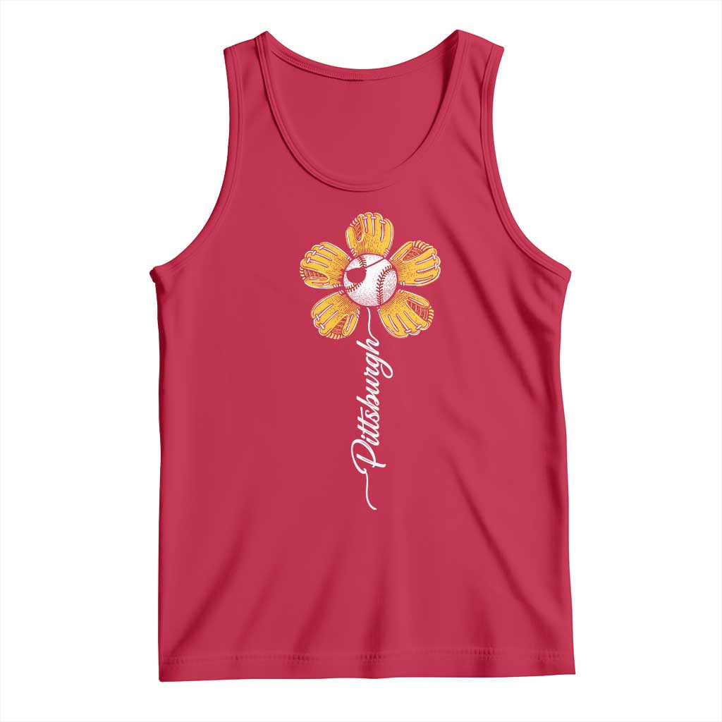 Pittsburgh Sport Retro Baseball Flower Tank Top Funny Game Day TS11 Red Print Your Wear