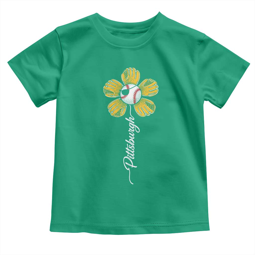 Pittsburgh Sport Retro Baseball Flower Toddler T Shirt Funny Game Day TS11 Irish Green Print Your Wear