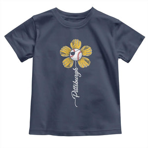 Pittsburgh Sport Retro Baseball Flower Toddler T Shirt Funny Game Day TS11 Navy Print Your Wear