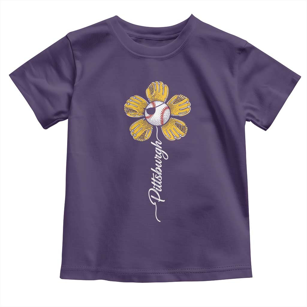 Pittsburgh Sport Retro Baseball Flower Toddler T Shirt Funny Game Day TS11 Purple Print Your Wear