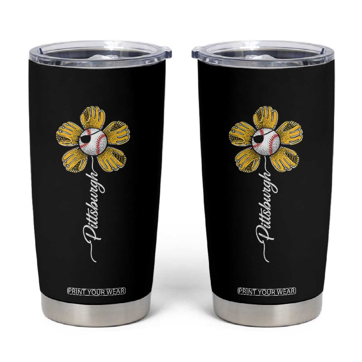 Pittsburgh Sport Retro Baseball Flower Tumbler Cup Funny Game Day TS11 Black Print Your Wear
