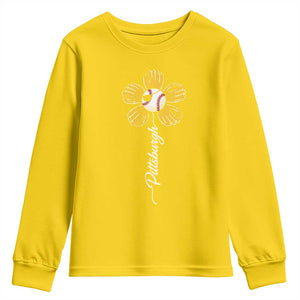 Pittsburgh Sport Retro Baseball Flower Youth Sweatshirt Funny Game Day TS11 Daisy Print Your Wear