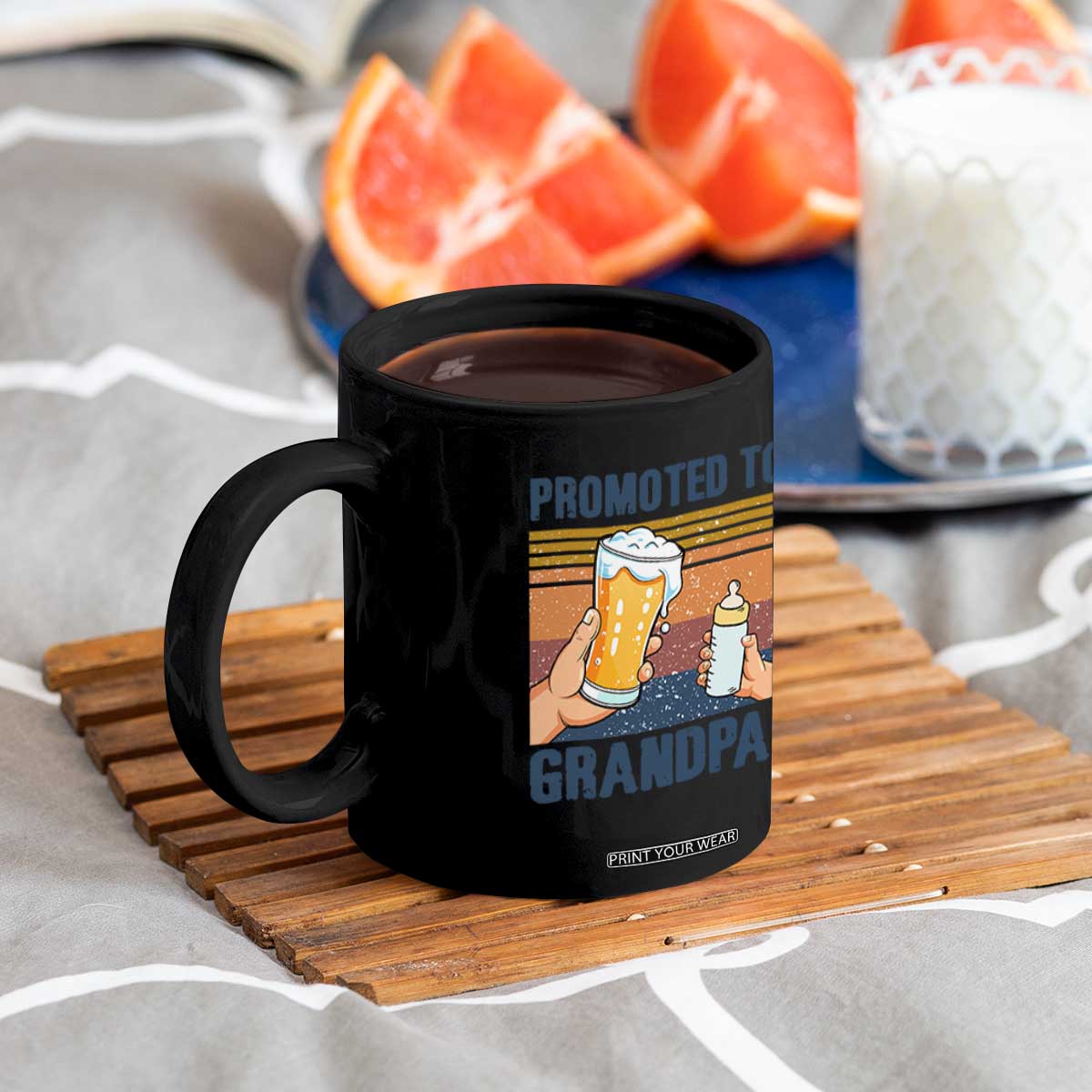 Promoted To Grandpa Coffee Mug Retro Vintage Beer Baby Milk Bottle Funny Father's Day TS11 Print Your Wear