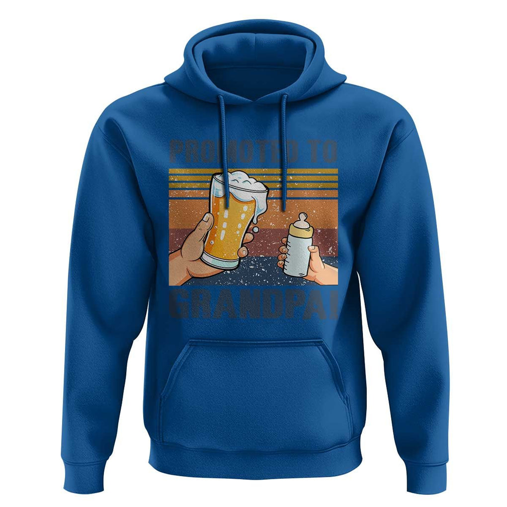 Promoted To Grandpa Hoodie Retro Vintage Beer Baby Milk Bottle Funny Father's Day TS11 Royal Blue Print Your Wear