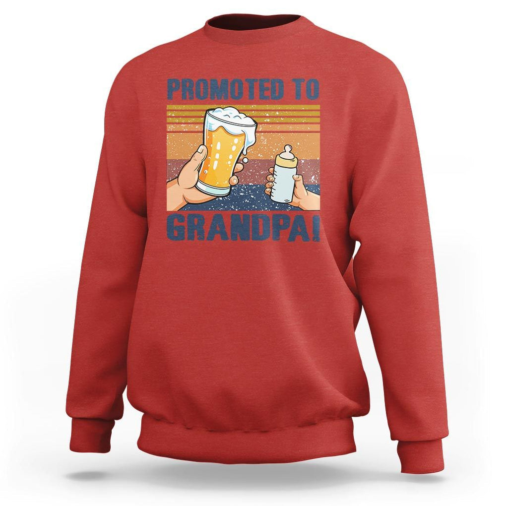 Promoted To Grandpa Sweatshirt Retro Vintage Beer Baby Milk Bottle Funny Father's Day TS11 Red Print Your Wear
