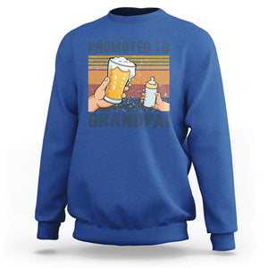 Promoted To Grandpa Sweatshirt Retro Vintage Beer Baby Milk Bottle Funny Father's Day TS11 Royal Blue Print Your Wear