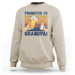 Promoted To Grandpa Sweatshirt Retro Vintage Beer Baby Milk Bottle Funny Father's Day TS11 Sand Print Your Wear