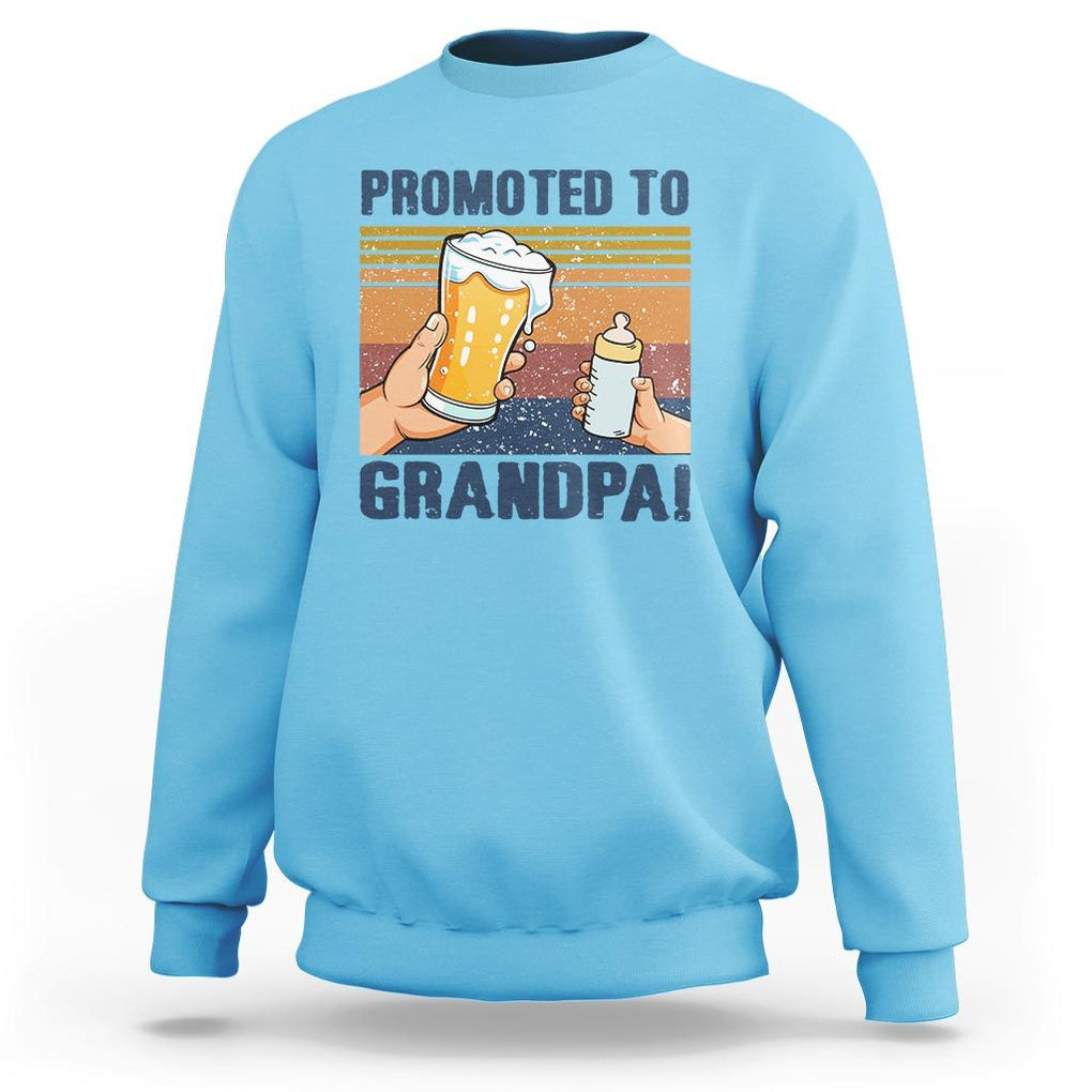 Promoted To Grandpa Sweatshirt Retro Vintage Beer Baby Milk Bottle Funny Father's Day TS11 Sky Print Your Wear