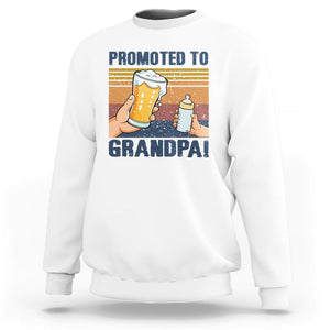 Promoted To Grandpa Sweatshirt Retro Vintage Beer Baby Milk Bottle Funny Father's Day TS11 White Print Your Wear