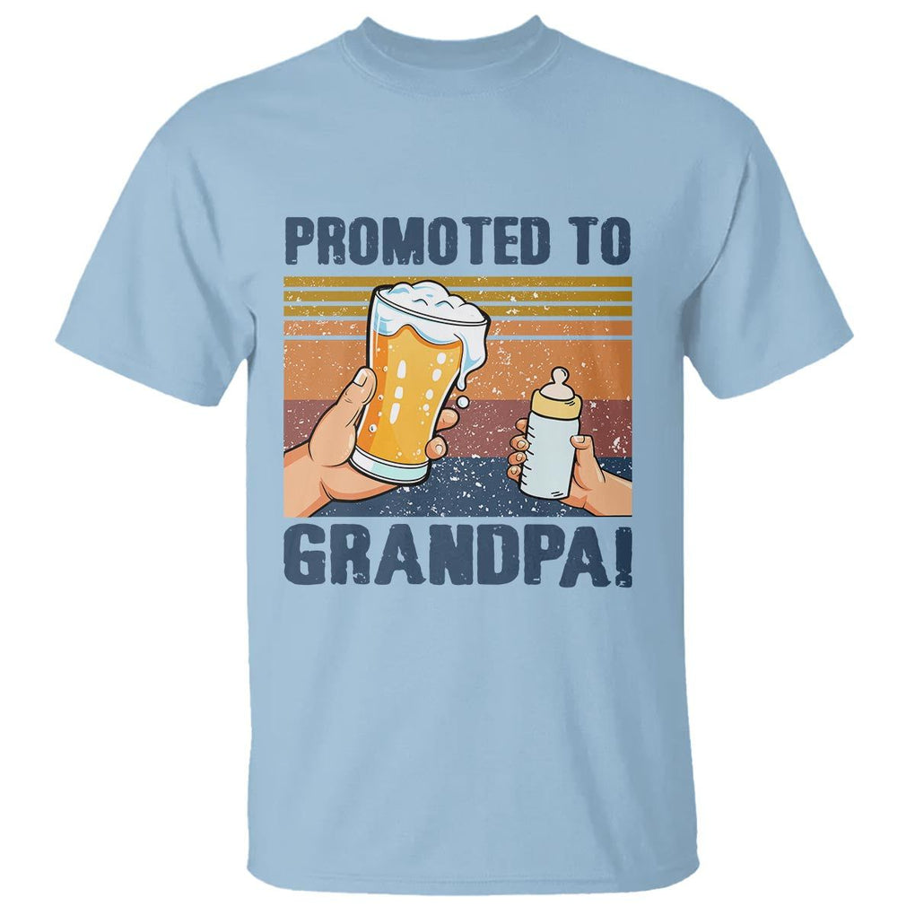 Promoted To Grandpa T Shirt Retro Vintage Beer Baby Milk Bottle Funny Father's Day TS11 Light Blue Print Your Wear