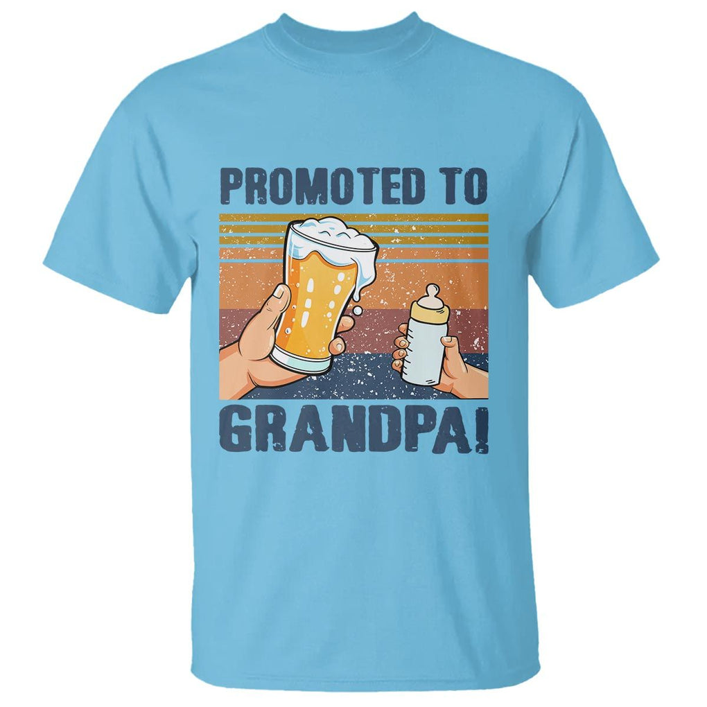 Promoted To Grandpa T Shirt Retro Vintage Beer Baby Milk Bottle Funny Father's Day TS11 Sky Print Your Wear