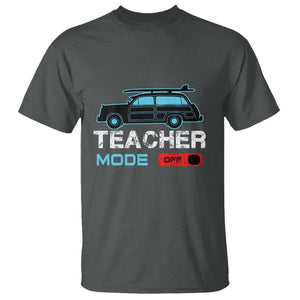 Funny Summer Vacation T Shirt Teacher Mode Off Beach Van Surfing TS11 Dark Heather Print Your Wear