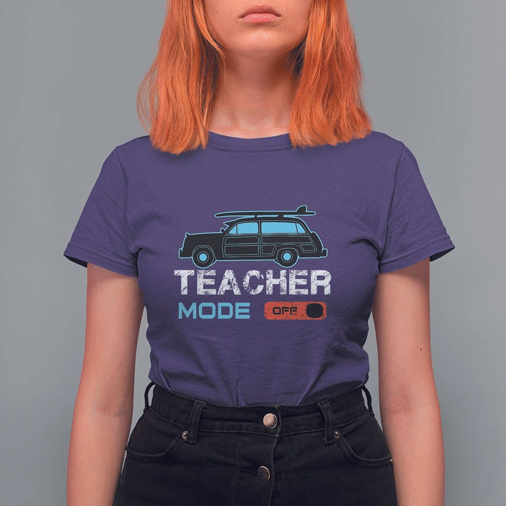 Funny Summer Vacation T Shirt For Women Teacher Mode Off Beach Van Surfing TS11 Purple Print Your Wear