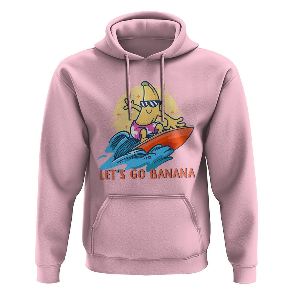 Funny Bananas Hoodie Let's Go Banana Surfing Summer Vacation TS11 Light Pink Print Your Wear