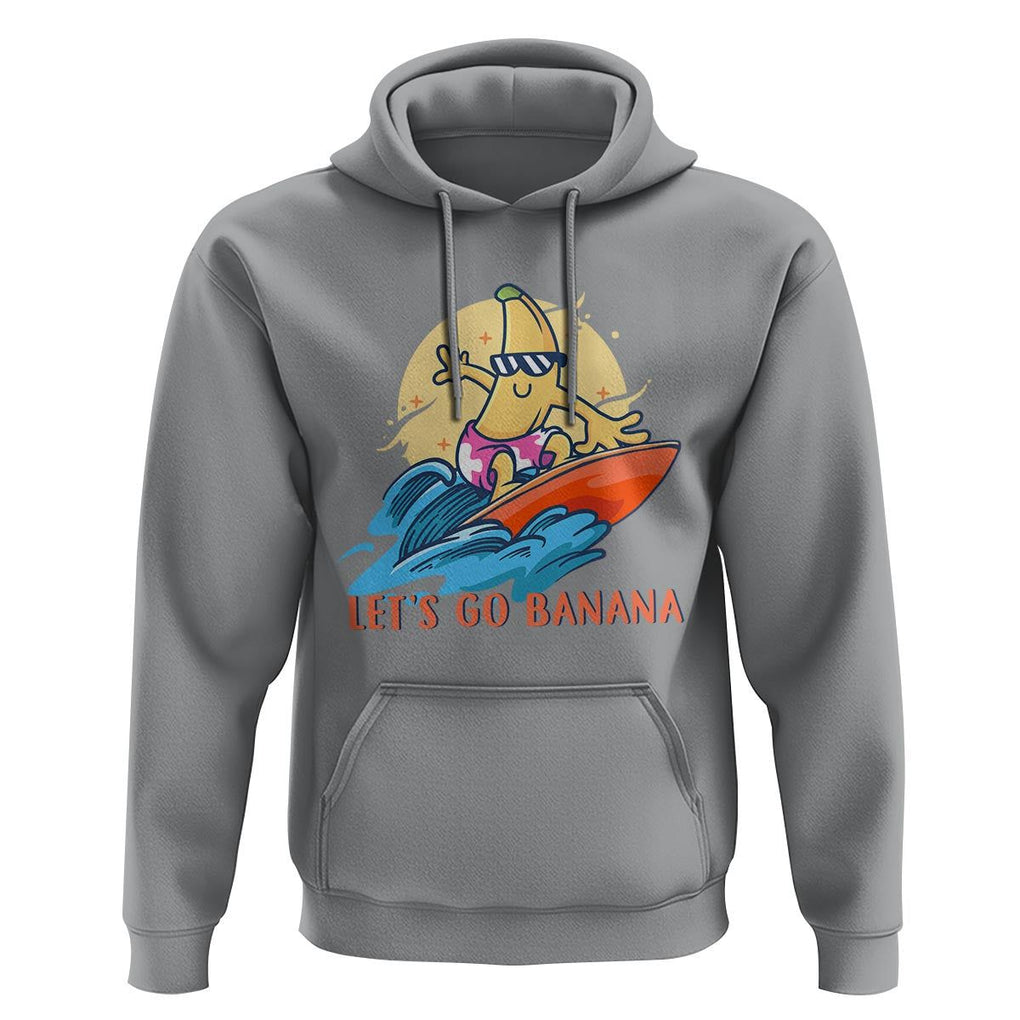 Funny Bananas Hoodie Let's Go Banana Surfing Summer Vacation TS11 Sport Gray Print Your Wear
