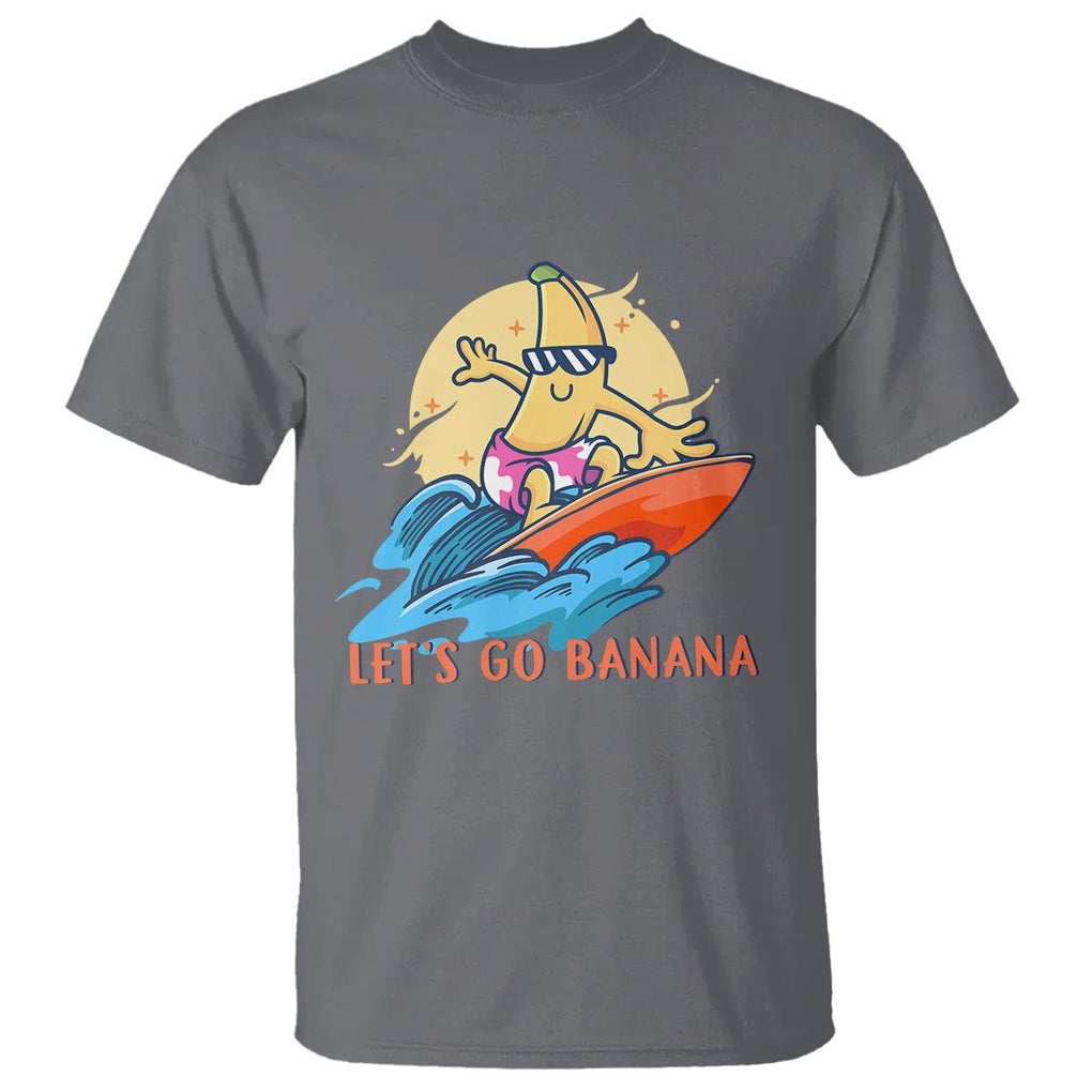 Funny Bananas T Shirt Let's Go Banana Surfing Summer Vacation TS11 Charcoal Print Your Wear