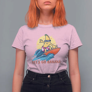Funny Bananas T Shirt For Women Let's Go Banana Surfing Summer Vacation TS11 Light Pink Print Your Wear