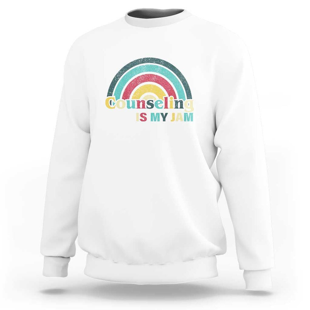 Mental Illness Awareness Sweatshirt Couseling Is My Jam Retro Groove Rainbow TS11 White Print Your Wear