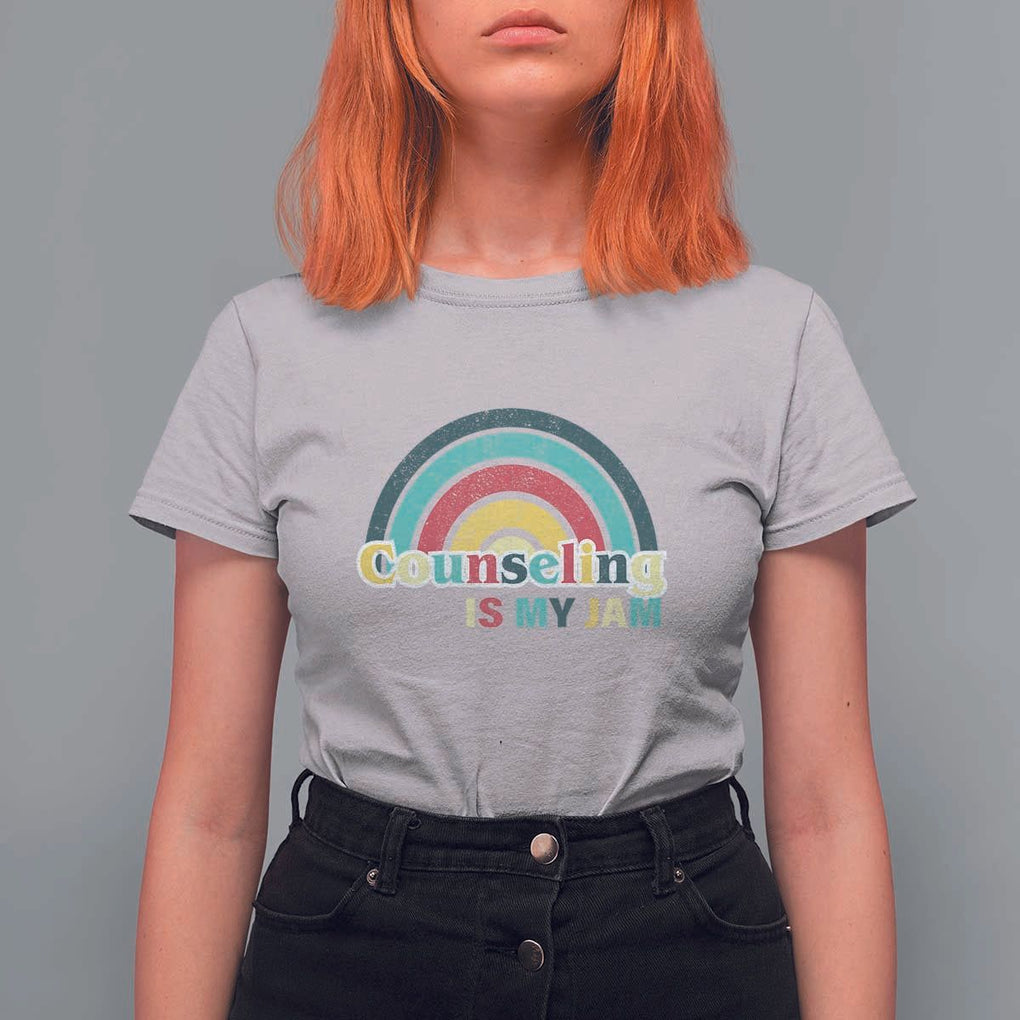 Mental Illness Awareness T Shirt For Women Couseling Is My Jam Retro Groove Rainbow TS11 Ice Gray Print Your Wear