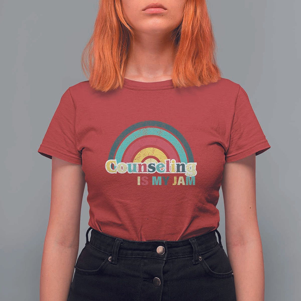 Mental Illness Awareness T Shirt For Women Couseling Is My Jam Retro Groove Rainbow TS11 Red Print Your Wear