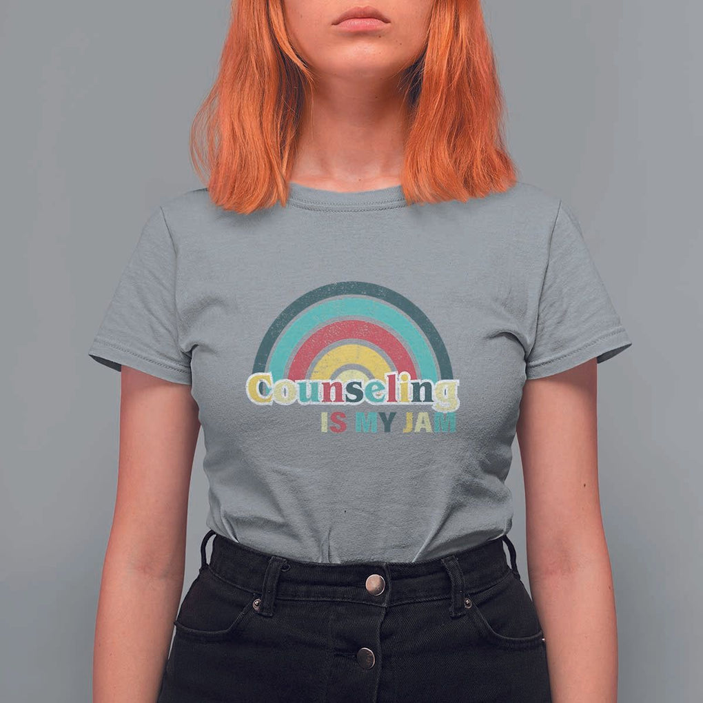 Mental Illness Awareness T Shirt For Women Couseling Is My Jam Retro Groove Rainbow TS11 Sport Gray Print Your Wear