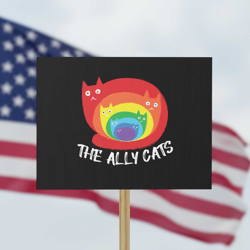 Funny LGBT The Ally Cats Protest Sign Pride Month Rainbow Cat TS11 Horizontal 18