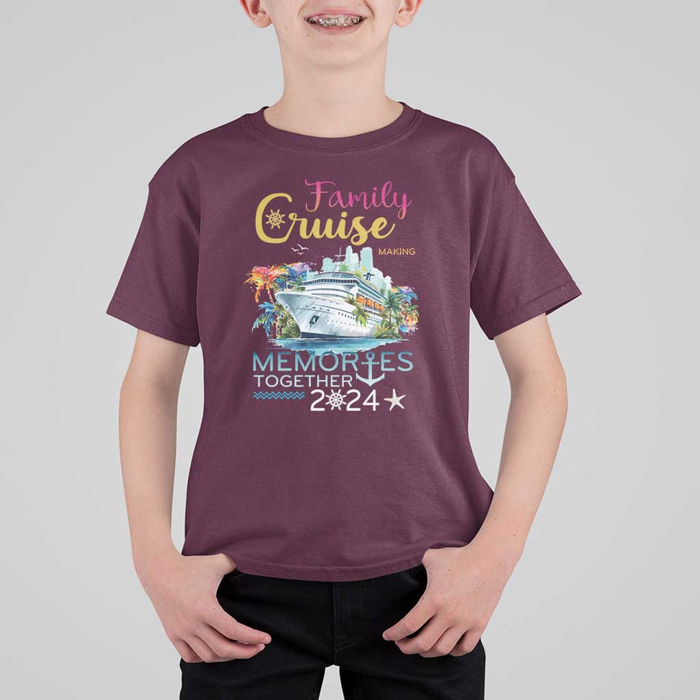 Family Cruise T Shirt For Kid Making Memories 2024 Summer Vacation Party Family Matching TS11 Maroon Print Your Wear