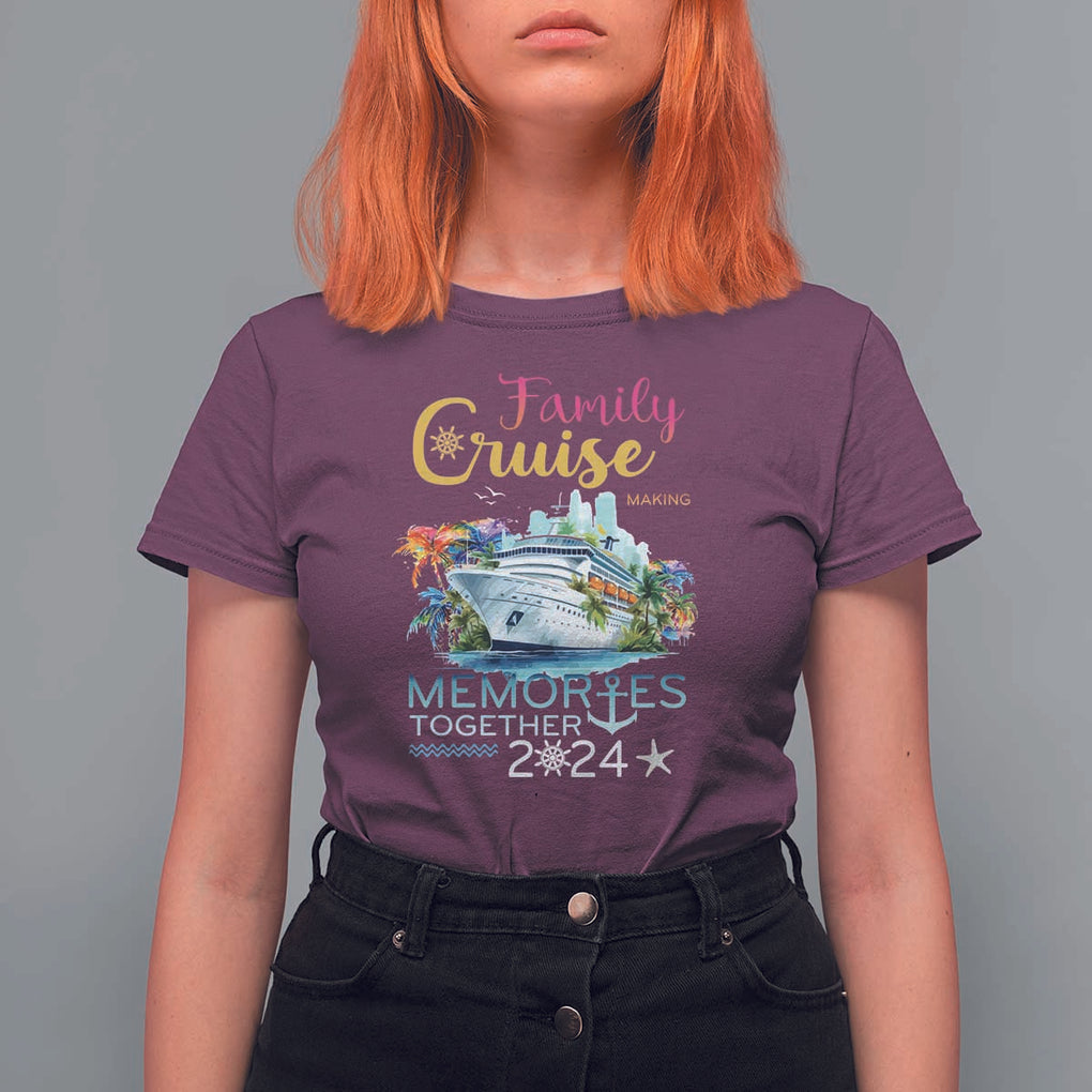 Family Cruise T Shirt For Women Making Memories 2024 Summer Vacation Party Family Matching TS11 Maroon Print Your Wear