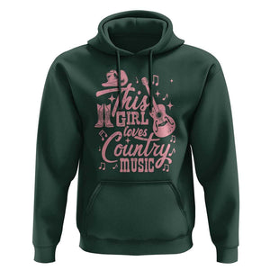 This Girl Loves Country Music Hoodie Cowgirl Hat Pink Boots TS11 Dark Forest Green Print Your Wear