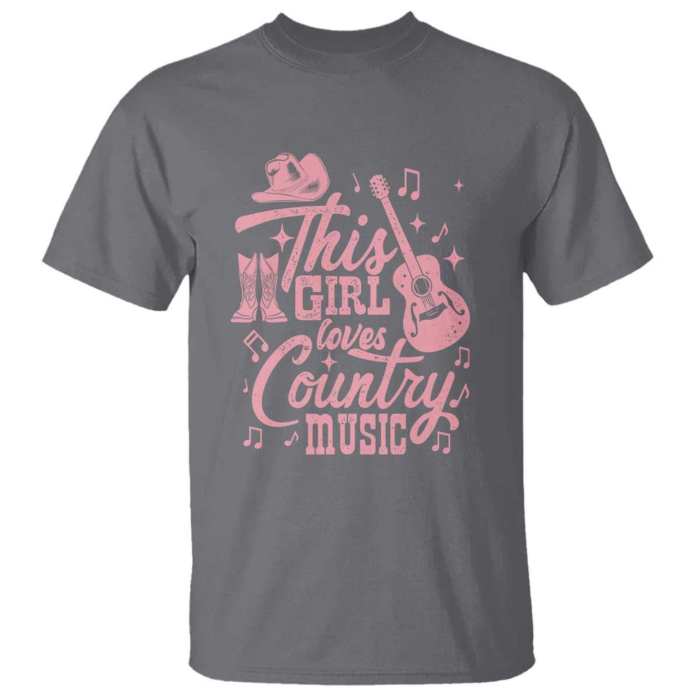 This Girl Loves Country Music T Shirt Cowgirl Hat Pink Boots TS11 Charcoal Print Your Wear