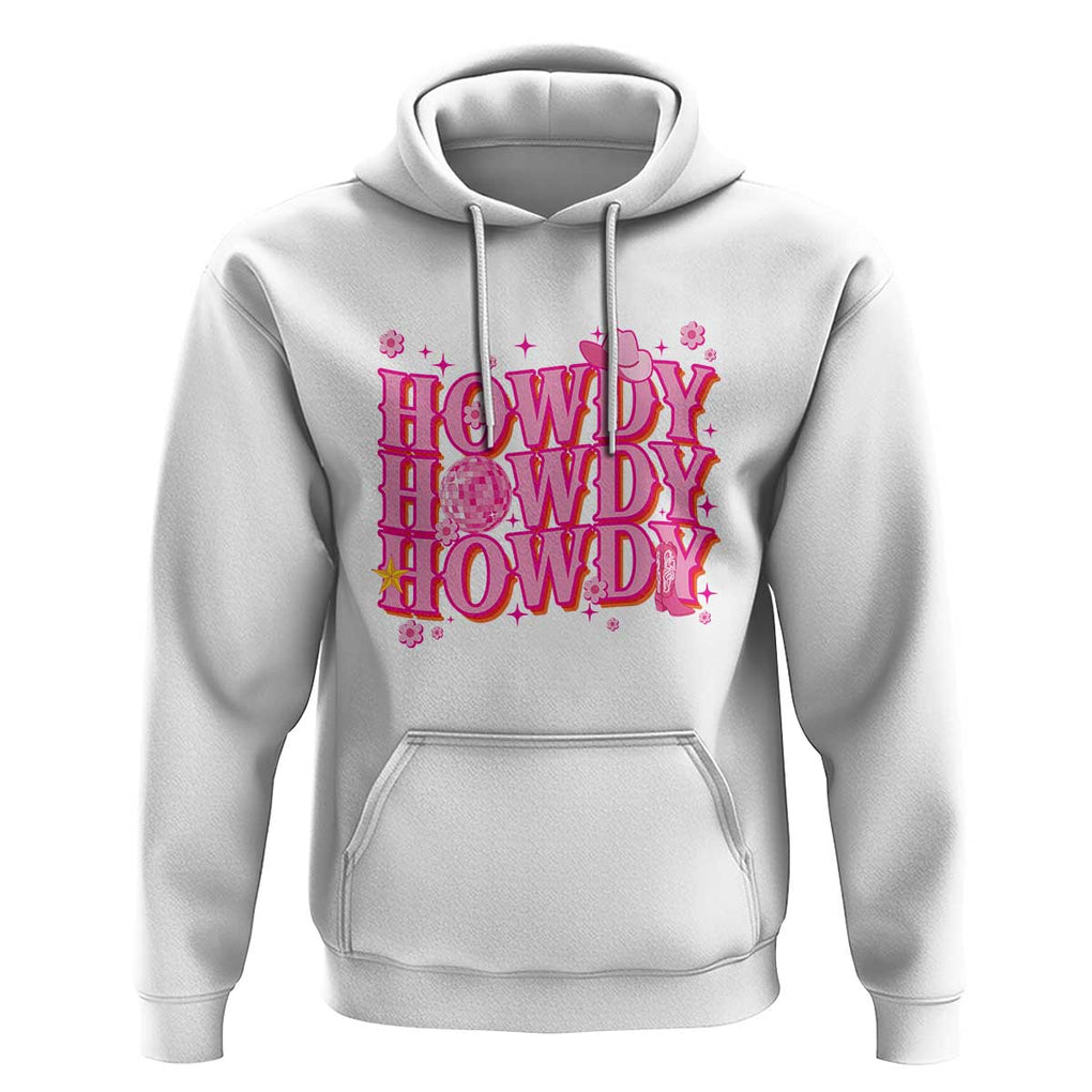 Funny Cowboy Hoodie Howdy Western Country Pink Retro Disco Ball TS11 White Print Your Wear