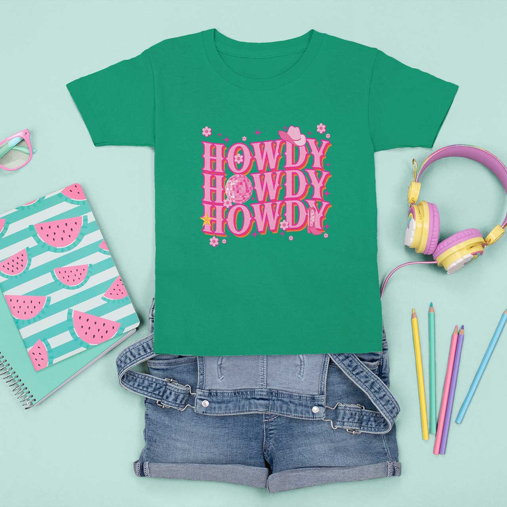 Funny Cowboy T Shirt For Kid Howdy Western Country Pink Retro Disco Ball TS11 Irish Green Print Your Wear