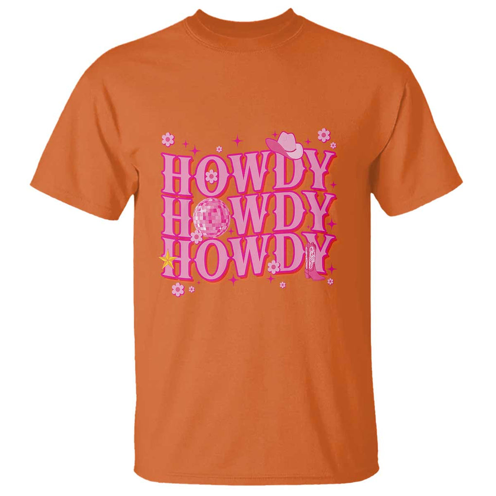 Funny Cowboy T Shirt Howdy Western Country Pink Retro Disco Ball TS11 Orange Print Your Wear