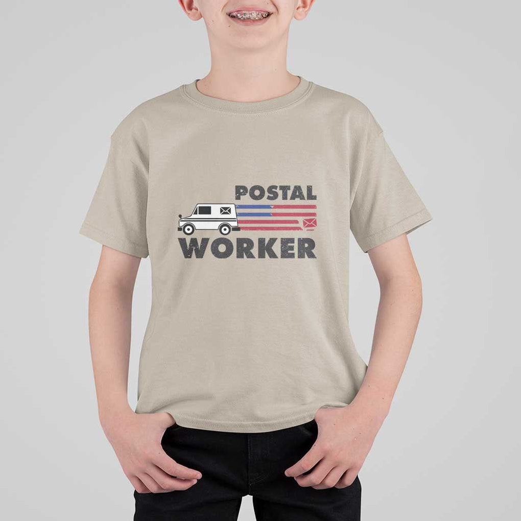 Postal Worker T Shirt For Kid USA Flag Patriotic Mailman Mail Lady TS11 Sand Print Your Wear