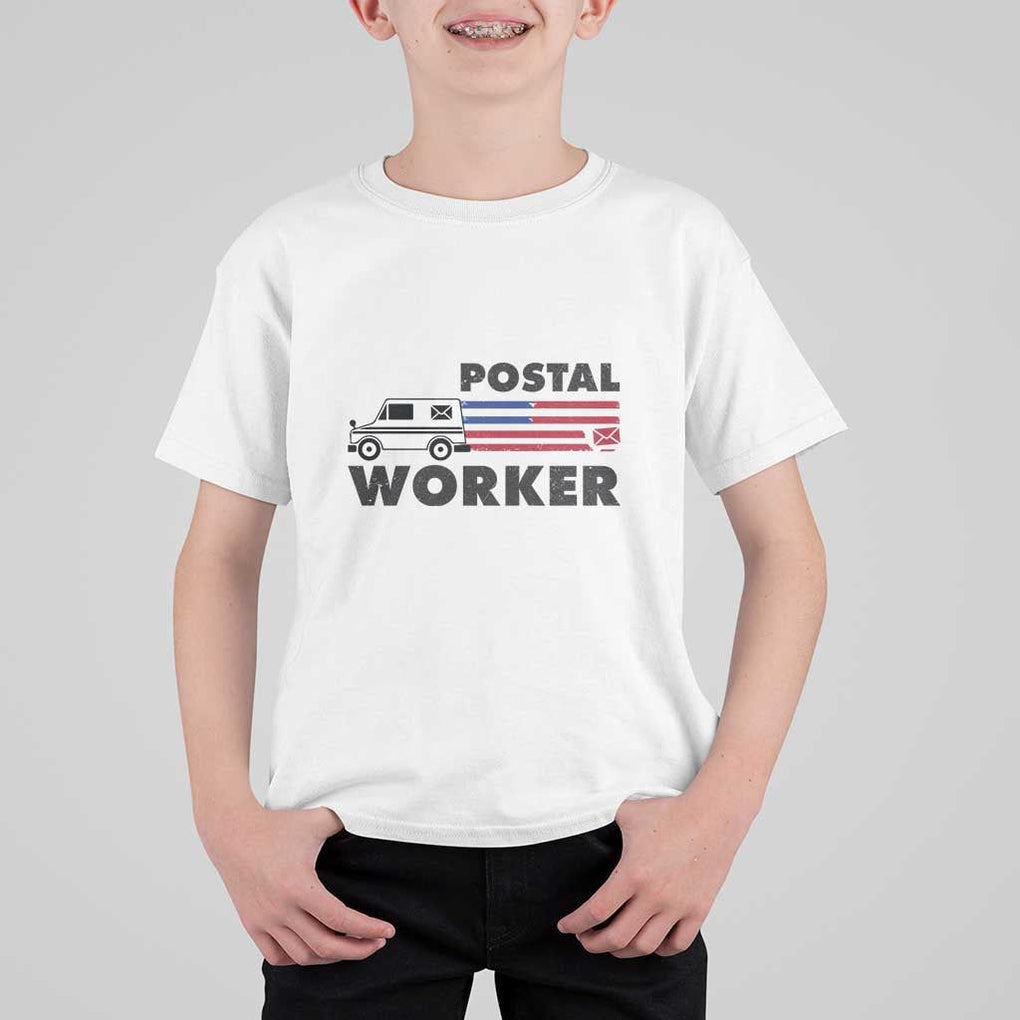 Postal Worker T Shirt For Kid USA Flag Patriotic Mailman Mail Lady TS11 White Print Your Wear