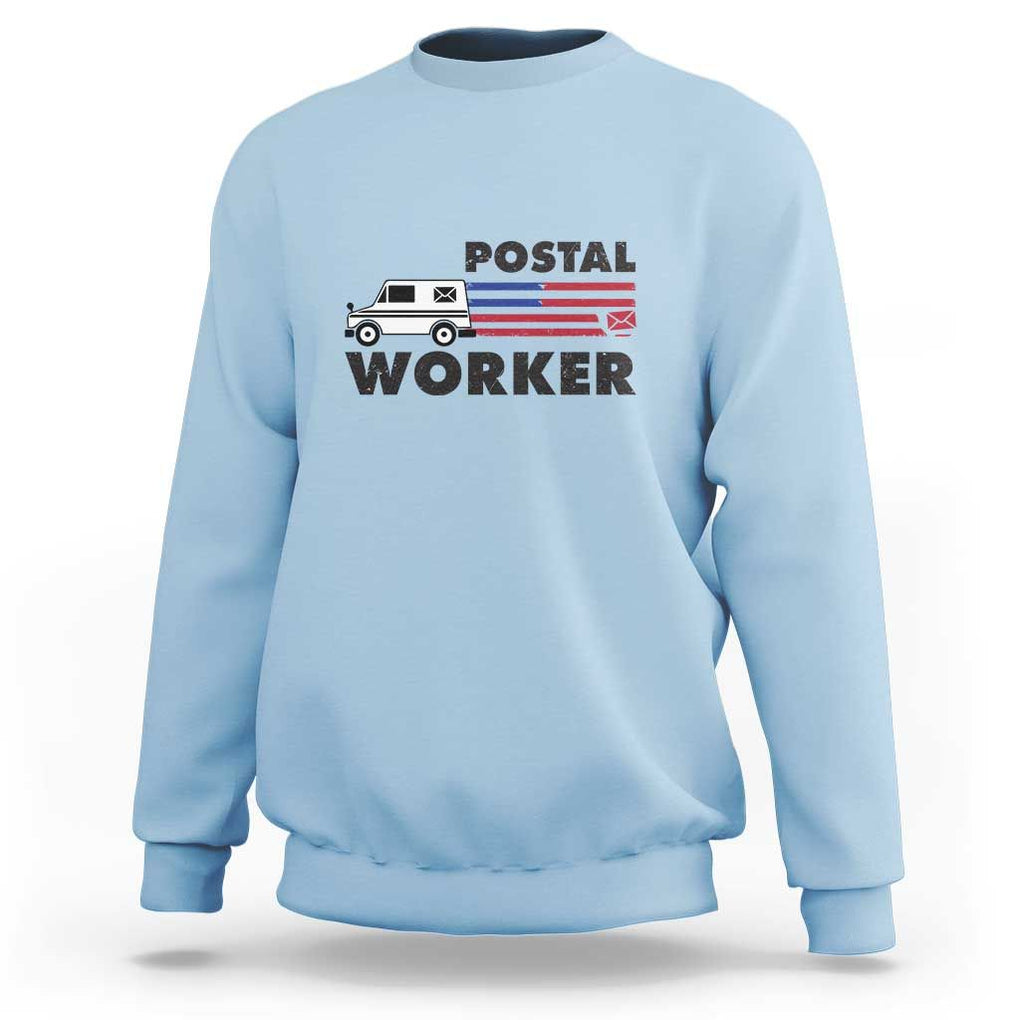 Postal Worker Sweatshirt USA Flag Patriotic Mailman Mail Lady TS11 Light Blue Print Your Wear