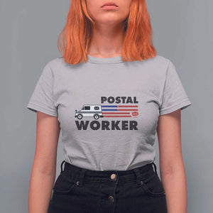 Postal Worker T Shirt For Women USA Flag Patriotic Mailman Mail Lady TS11 Ice Gray Print Your Wear