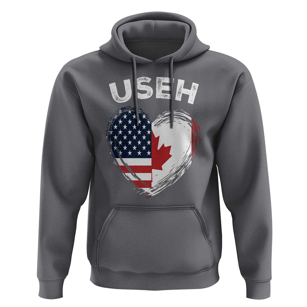 Funny USEH Hoodie Half Canadian American Flag Big Love Heart TS11 Charcoal Print Your Wear