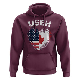 Funny USEH Hoodie Half Canadian American Flag Big Love Heart TS11 Maroon Print Your Wear