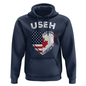 Funny USEH Hoodie Half Canadian American Flag Big Love Heart TS11 Navy Print Your Wear
