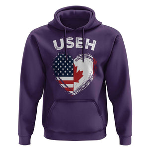 Funny USEH Hoodie Half Canadian American Flag Big Love Heart TS11 Purple Print Your Wear