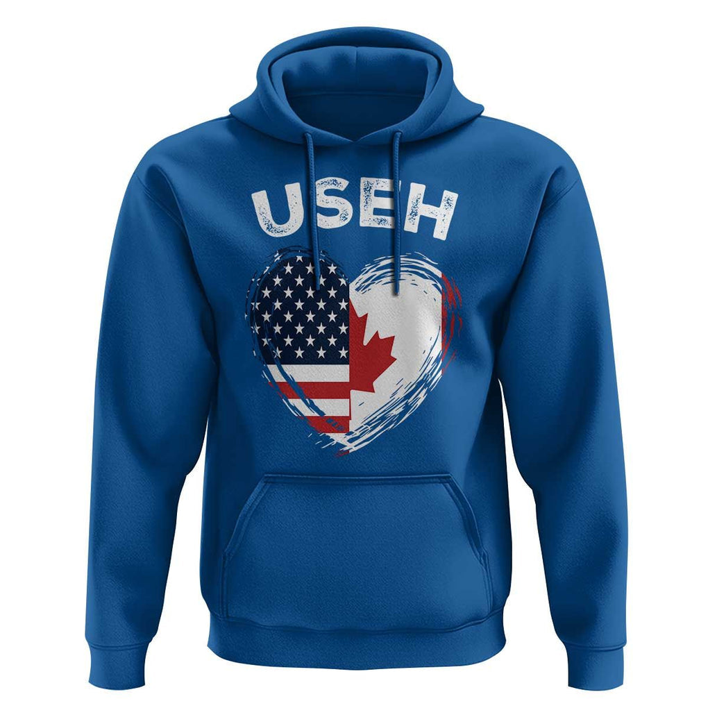 Funny USEH Hoodie Half Canadian American Flag Big Love Heart TS11 Royal Blue Print Your Wear