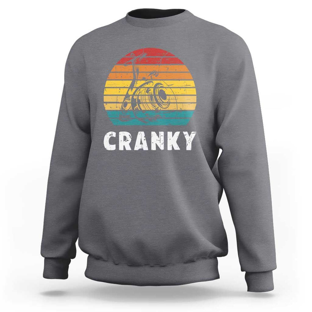 Fishing Lover Sweatshirt Cranky Vintage Retro Crankbait Fishermen TS11 Charcoal Print Your Wear