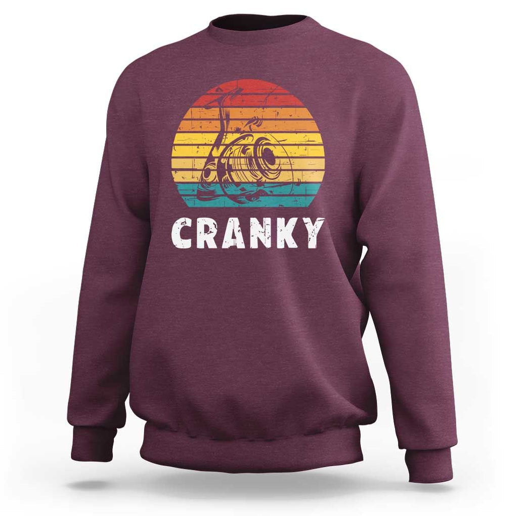 Fishing Lover Sweatshirt Cranky Vintage Retro Crankbait Fishermen TS11 Maroon Print Your Wear
