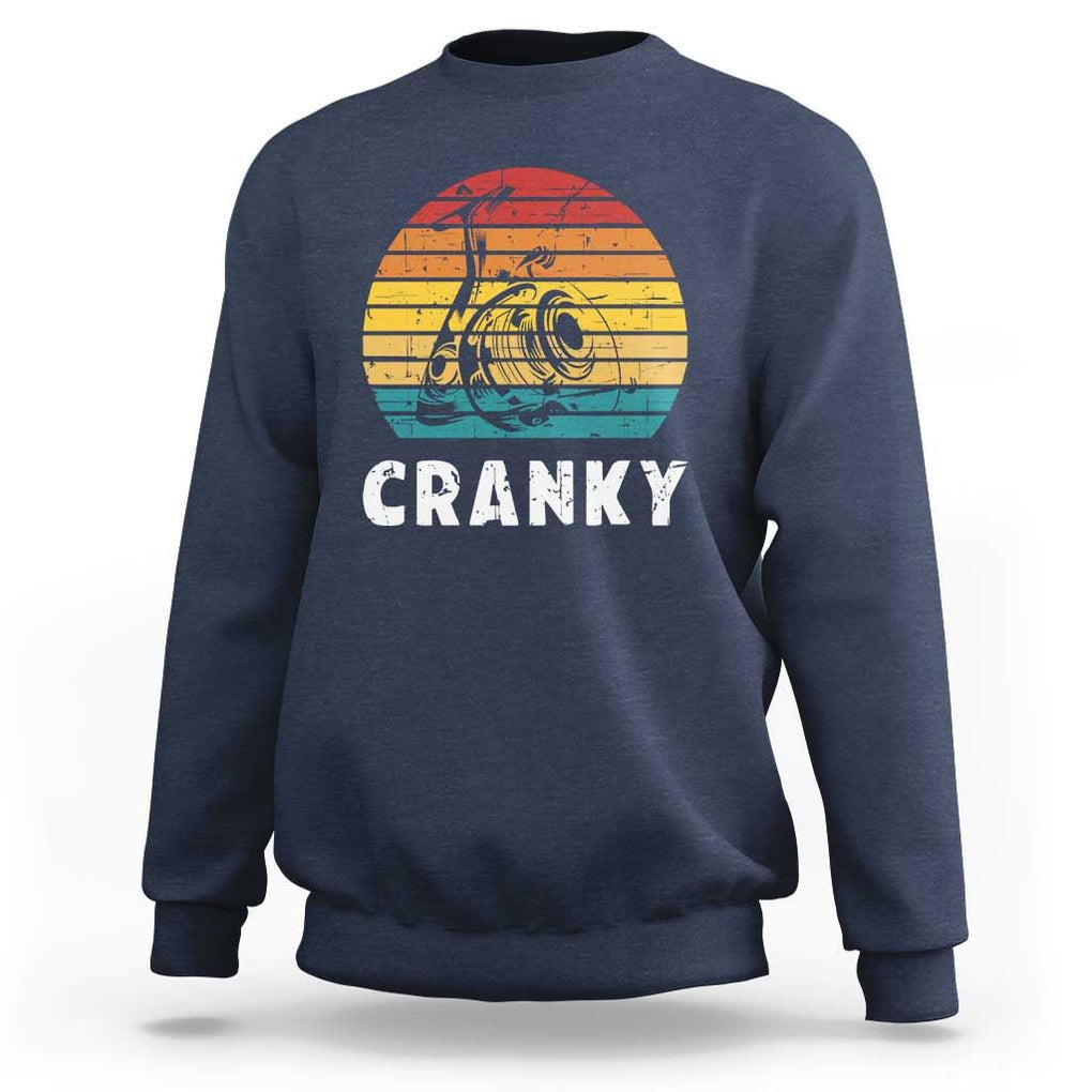 Fishing Lover Sweatshirt Cranky Vintage Retro Crankbait Fishermen TS11 Navy Print Your Wear