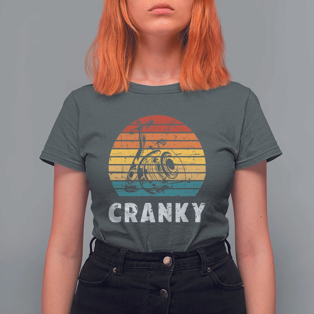 Fishing Lover T Shirt For Women Cranky Vintage Retro Crankbait Fishermen TS11 Dark Heather Print Your Wear
