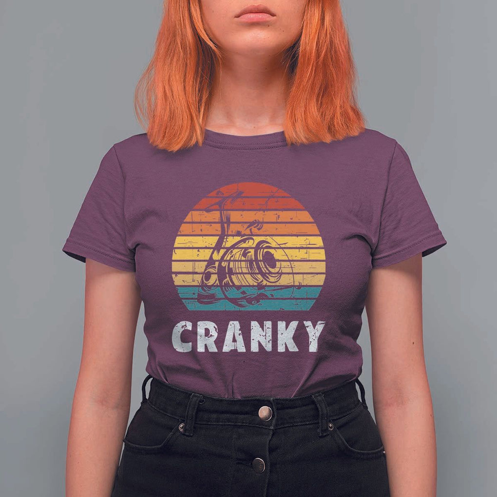 Fishing Lover T Shirt For Women Cranky Vintage Retro Crankbait Fishermen TS11 Maroon Print Your Wear
