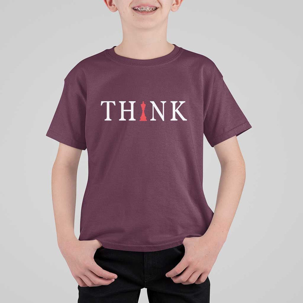 Chess Player T Shirt For Kid Think Vintage Master Player TS11 Maroon Print Your Wear