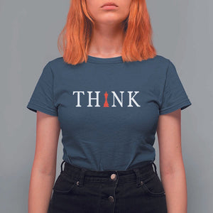 Chess Player T Shirt For Women Think Vintage Master Player TS11 Navy Print Your Wear