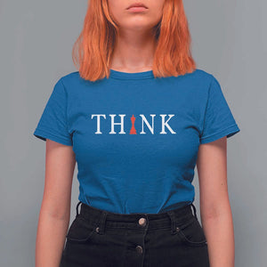 Chess Player T Shirt For Women Think Vintage Master Player TS11 Royal Blue Print Your Wear